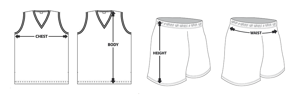 Unisex uniform size guide - singlets and shorts